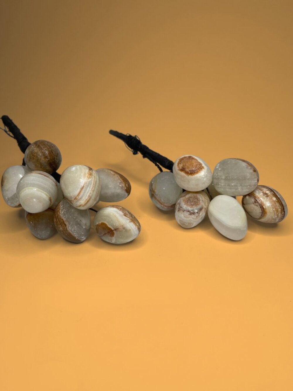 Vintage Alabaster Onyx Stone Grape Clusters Pair